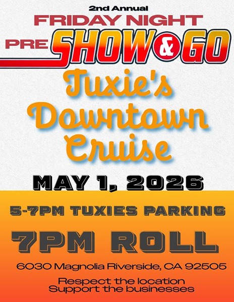 Friday Night Pre-Show And Go Car Meet flyer May 2026